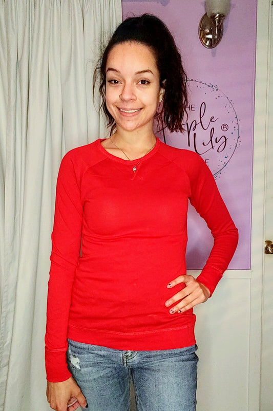 Basic Long Sleeve Top in Red