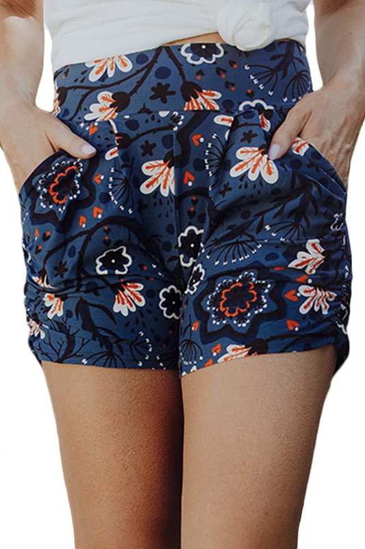 Harem Shorts in Navy Floral (Super Soft) S-XL