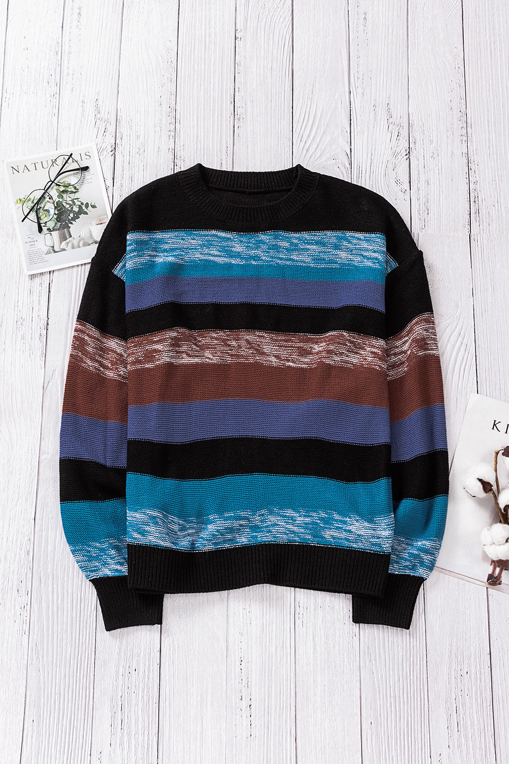 Cozy For Keeps Color Block Drop Shoulder Sweater