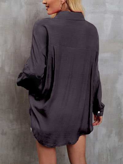 Pocketed Button Up Long Sleeve Shirt