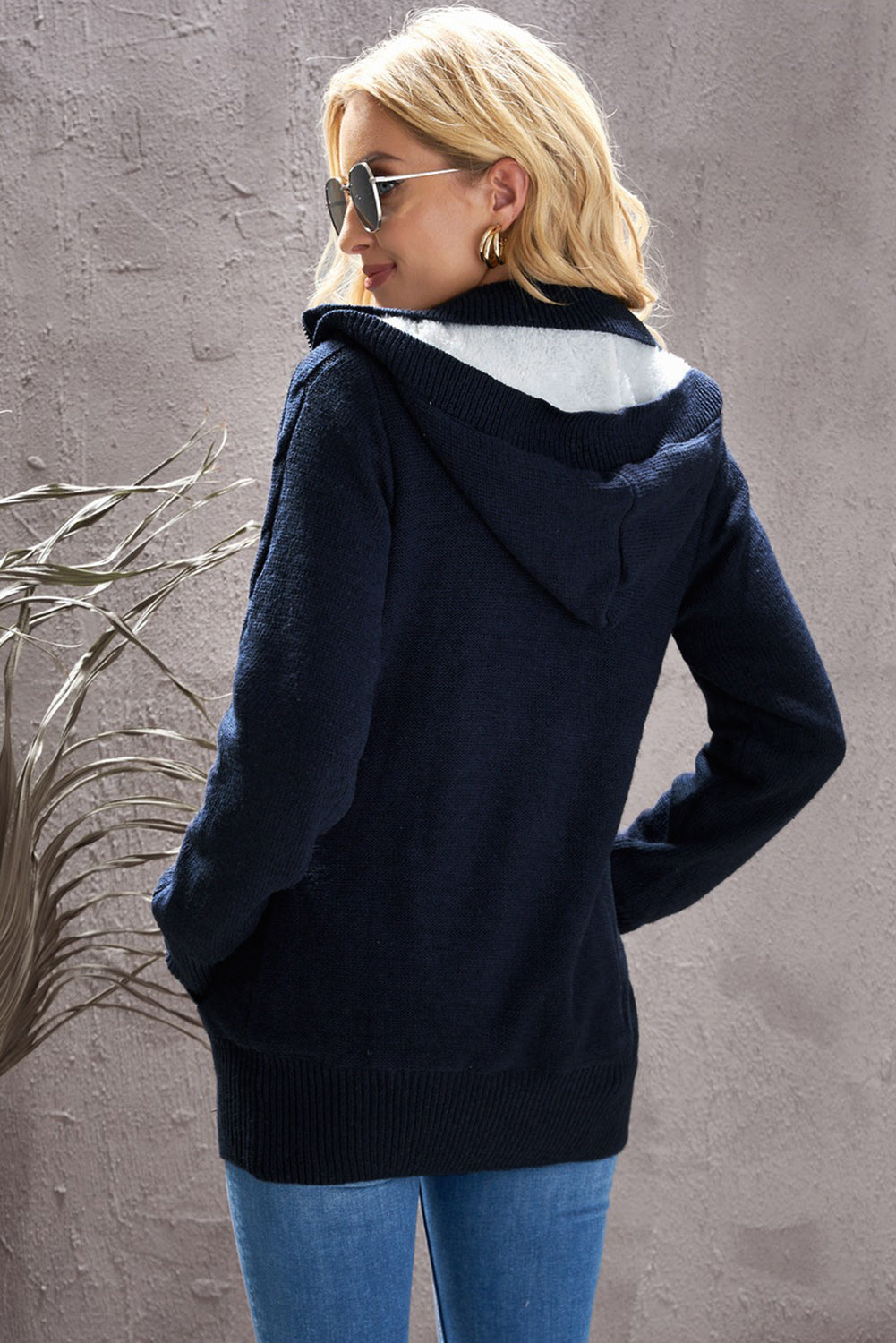 Cable-Knit Fleece Lining Button-Up Hooded Cardigan 10 colors