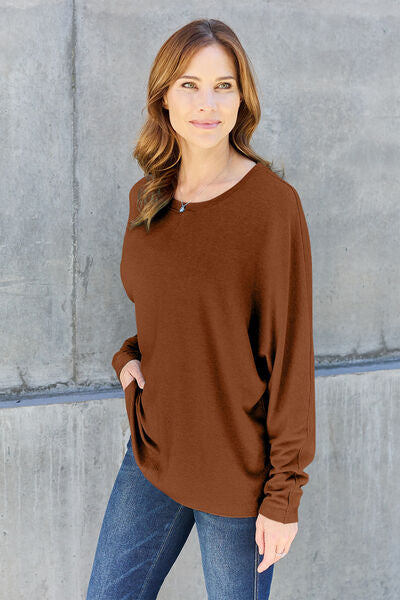 Double Take Full Size Round Neck Long Sleeve T-Shirt 8 colors
