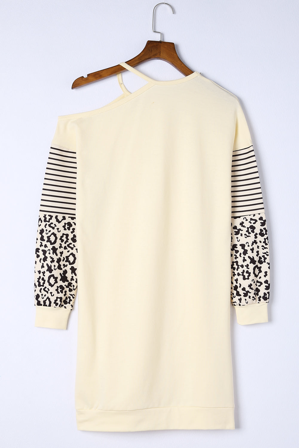 Leopard Striped Cold-Shoulder Dress