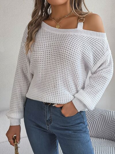 Asymmetrical Neck Long Sleeve Sweater 5 colors