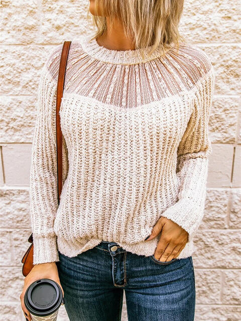 Round Neck Rib-Knit Sweater 3 colors