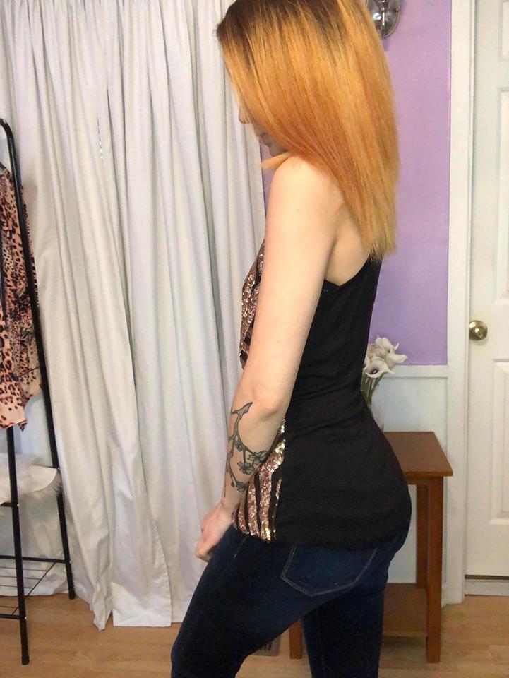 Glitter in Gold One Shoulder Top