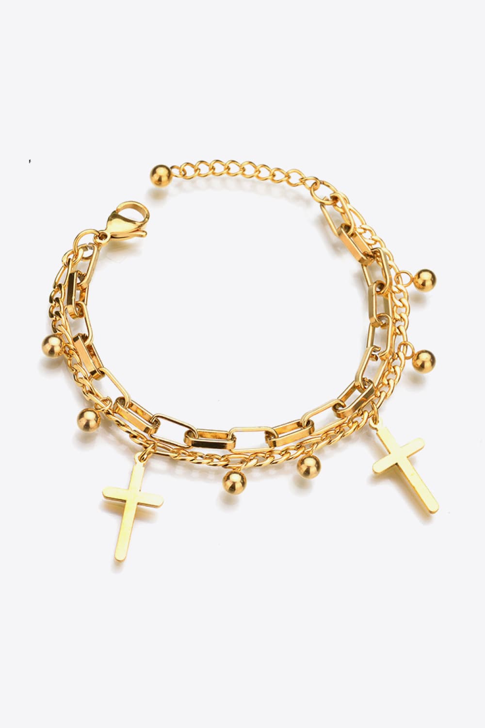 Cross Layered Stainless Steel Bracelet