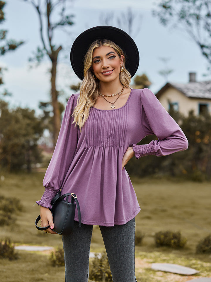 Puff Sleeve Pleated Blouse