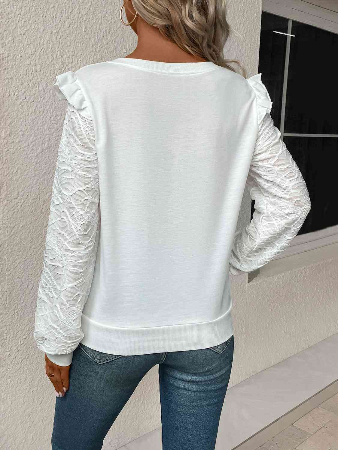 Textured V-Neck Long Sleeve Top