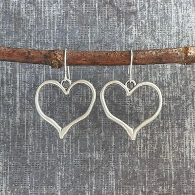 Alloy Silver-Plated Heart Dangle Earrings