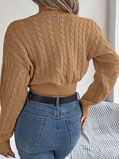 Twisted Cable-Knit V-Neck Sweater 3 colors