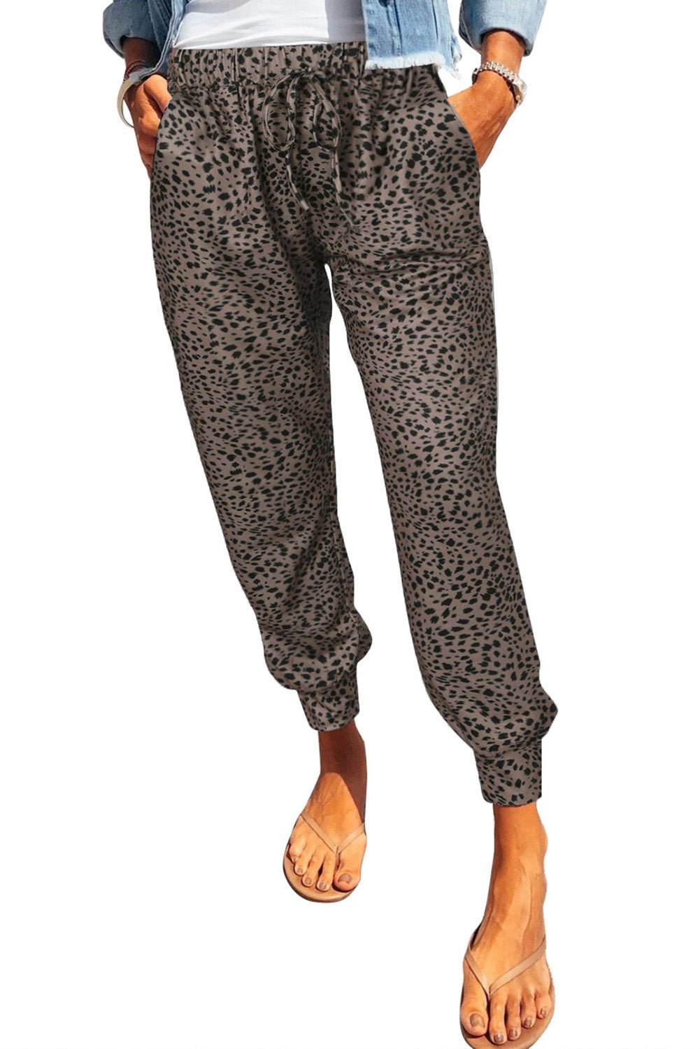 Leopard Pocketed Long Pants