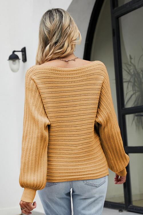 Boat Neck Batwing Sleeve Sweater 3 colors