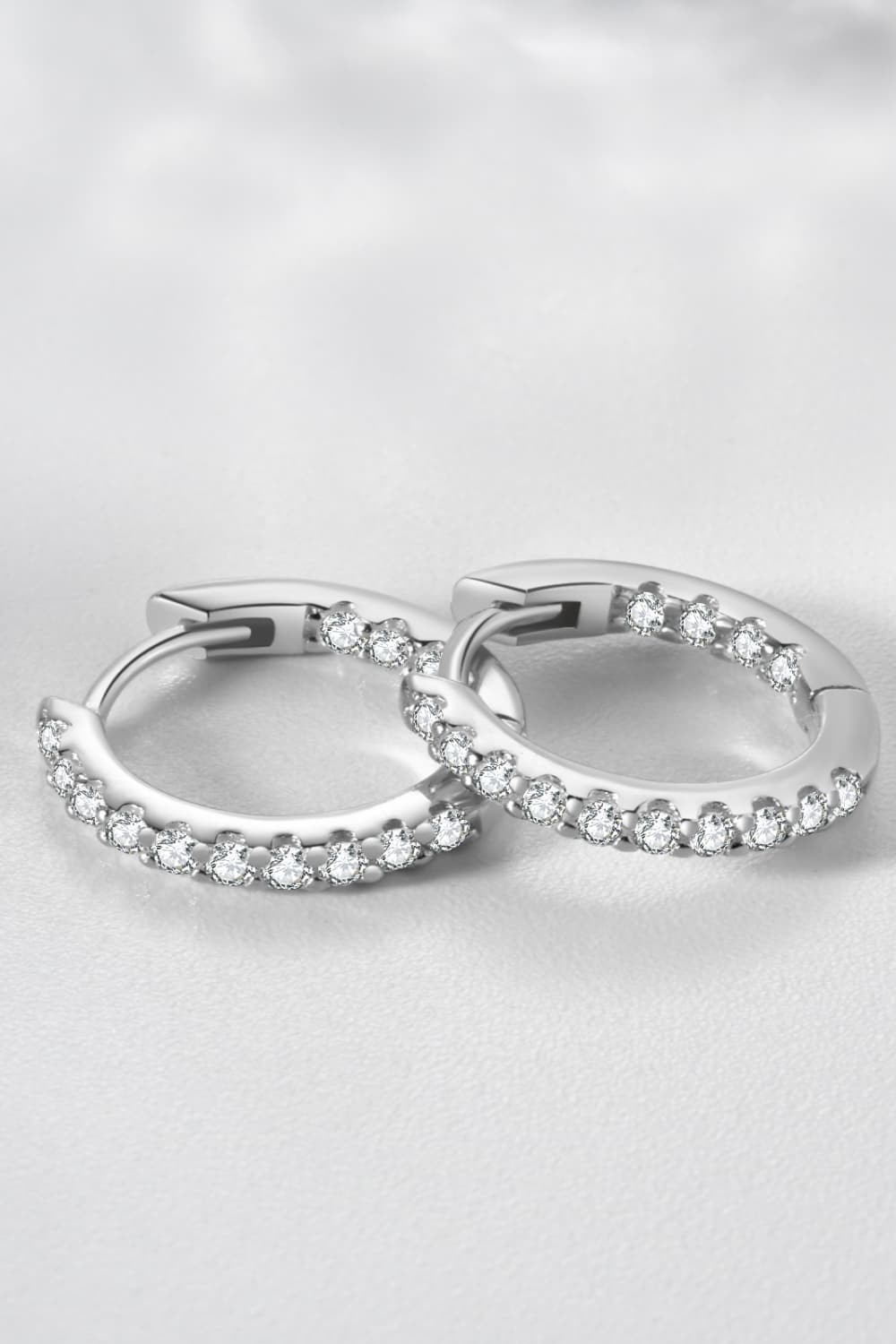 Inlaid Zircon 925 Sterling Silver Huggie Earrings