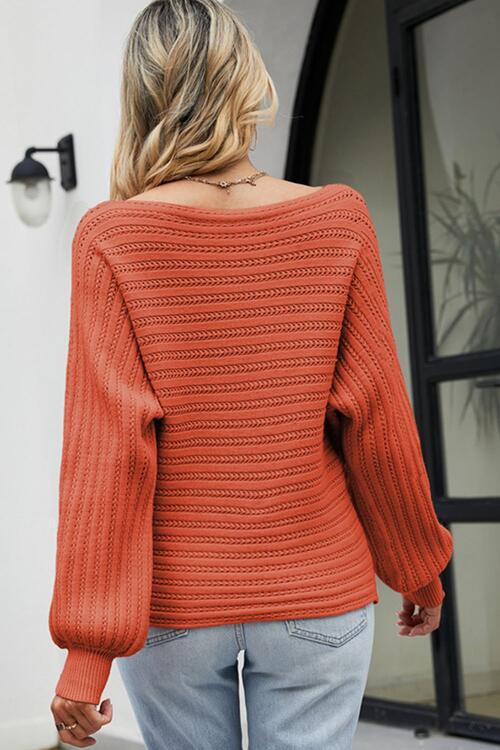 Boat Neck Batwing Sleeve Sweater 3 colors
