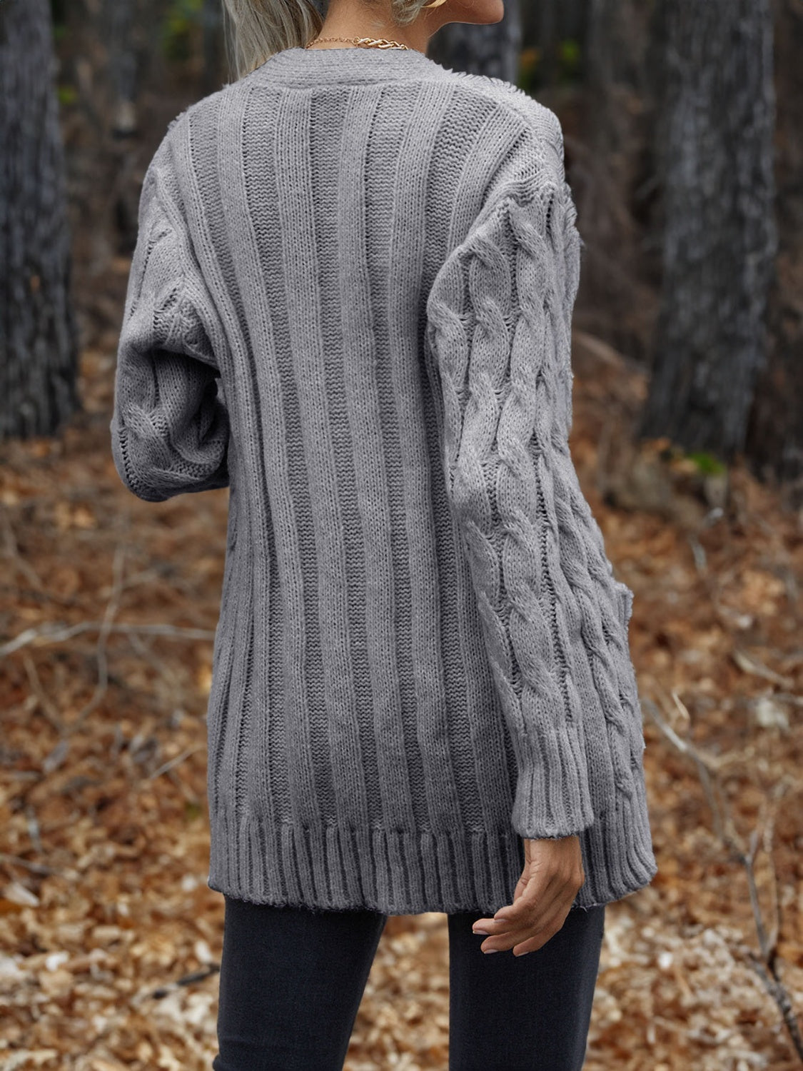 Cable knit button down sweater sale