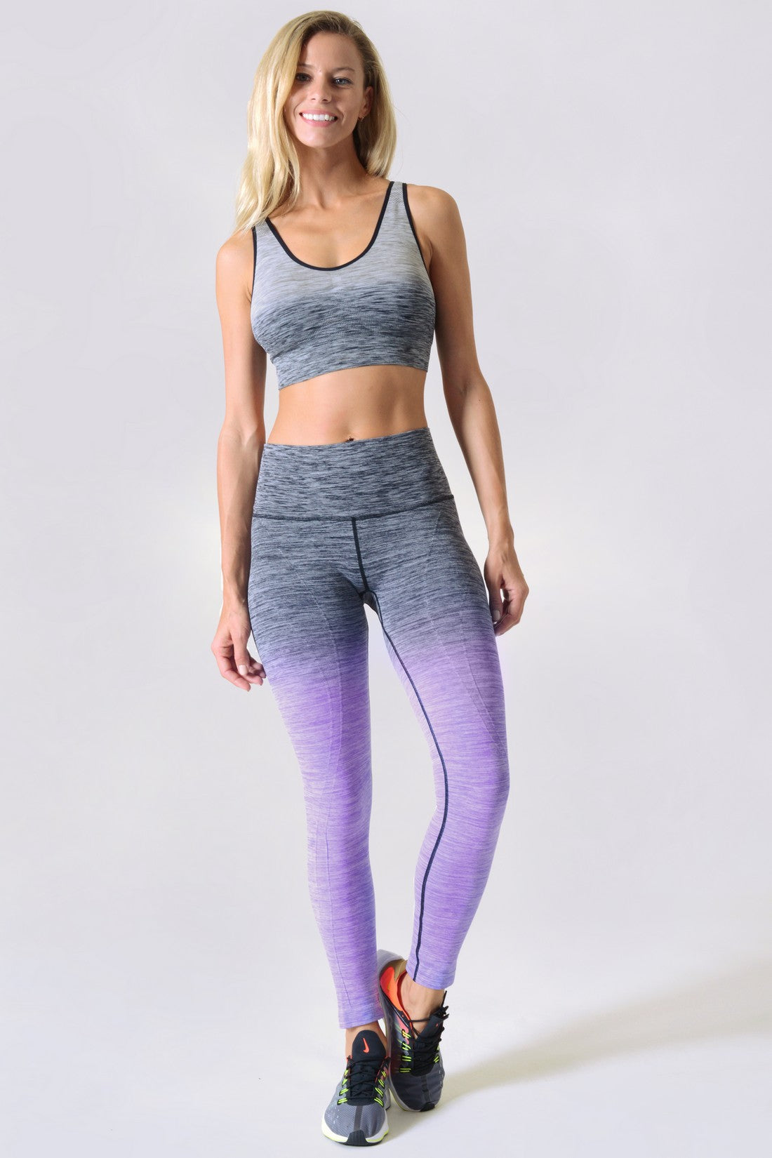 Grey To Purple Ombre Workout Leggings