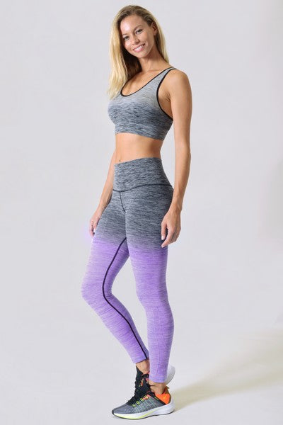 Grey To Purple Ombre Workout Leggings
