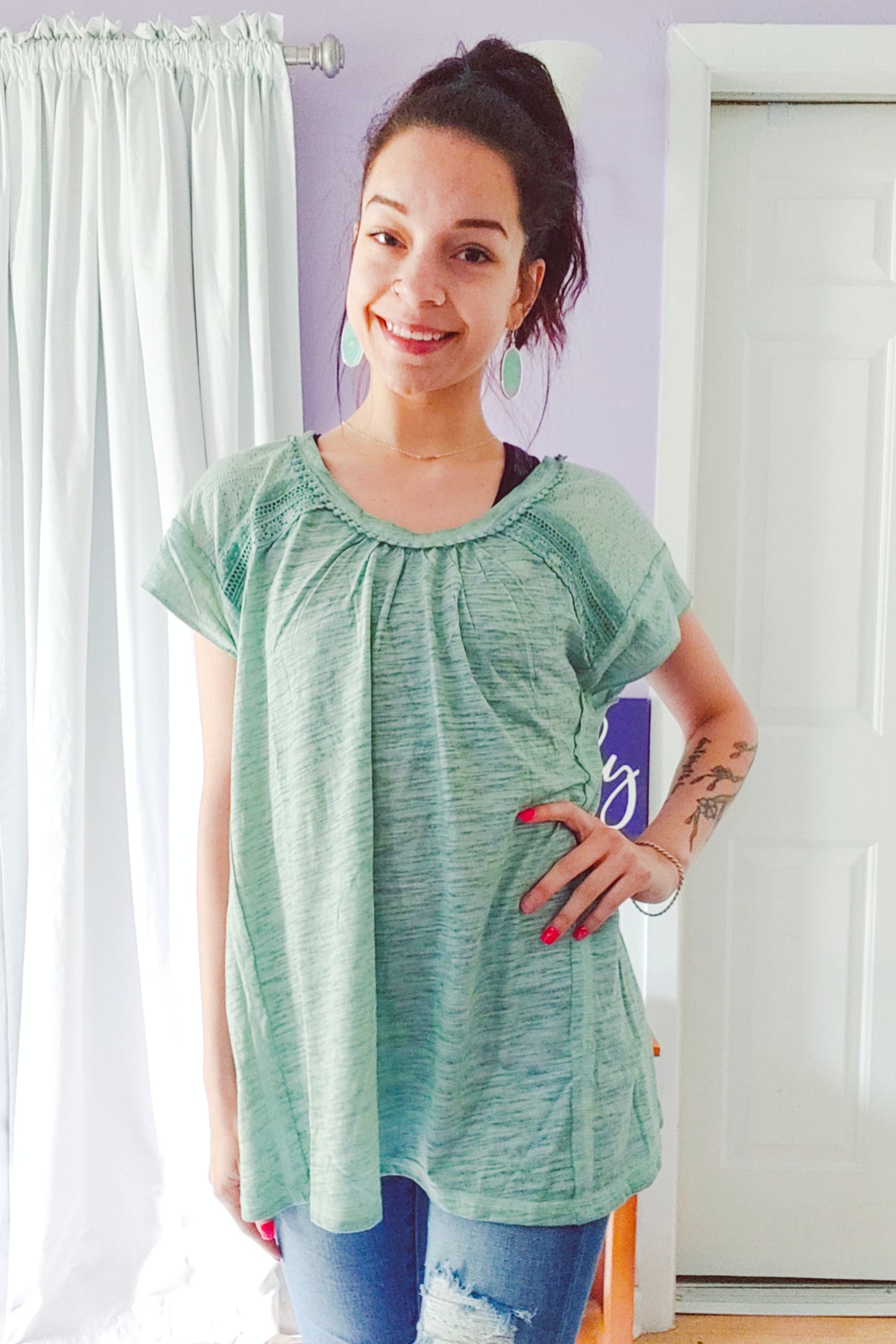 Mint Two Tone Washed Top