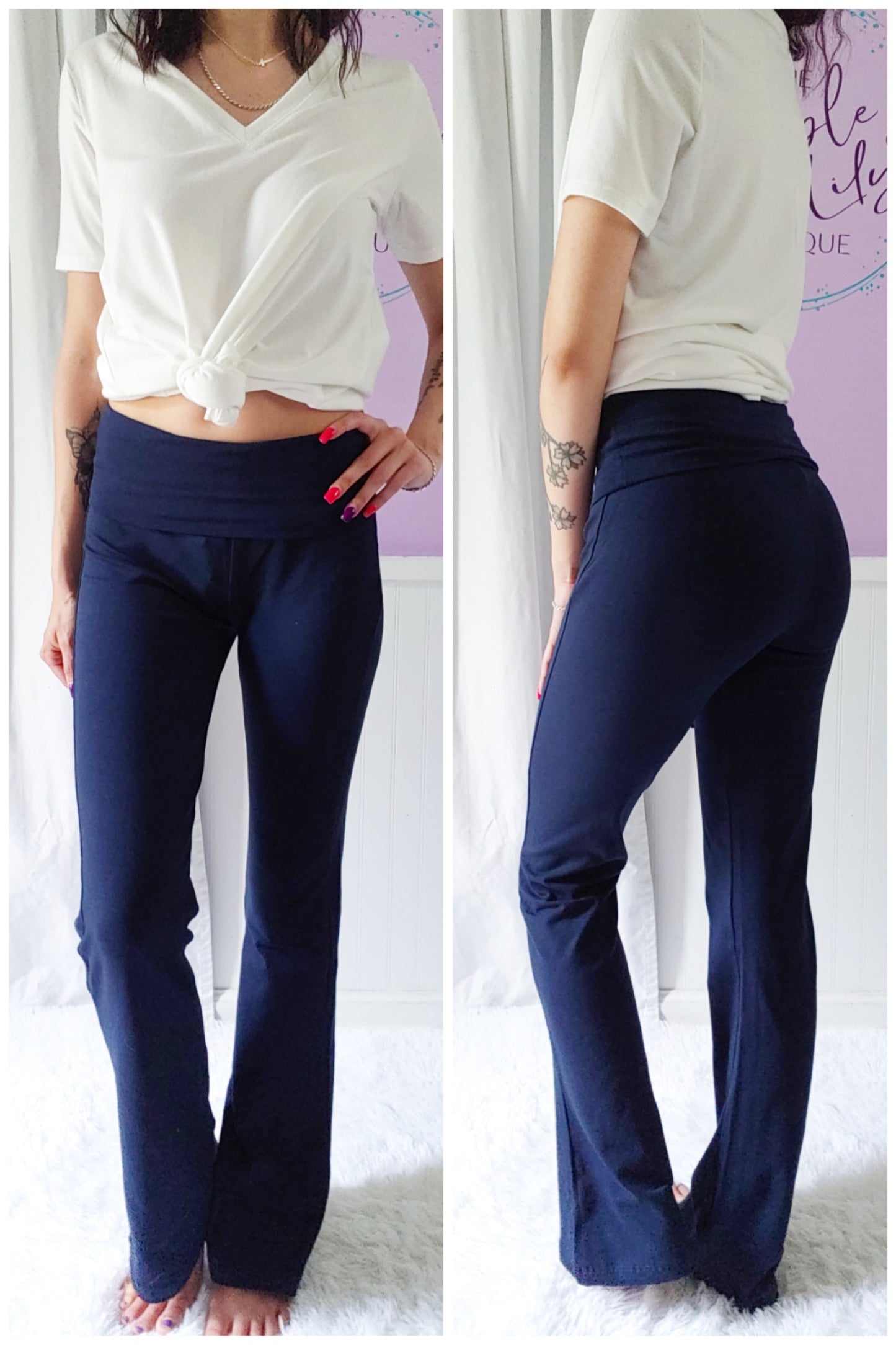 Solid Yoga Pants in Navy (S-XL)