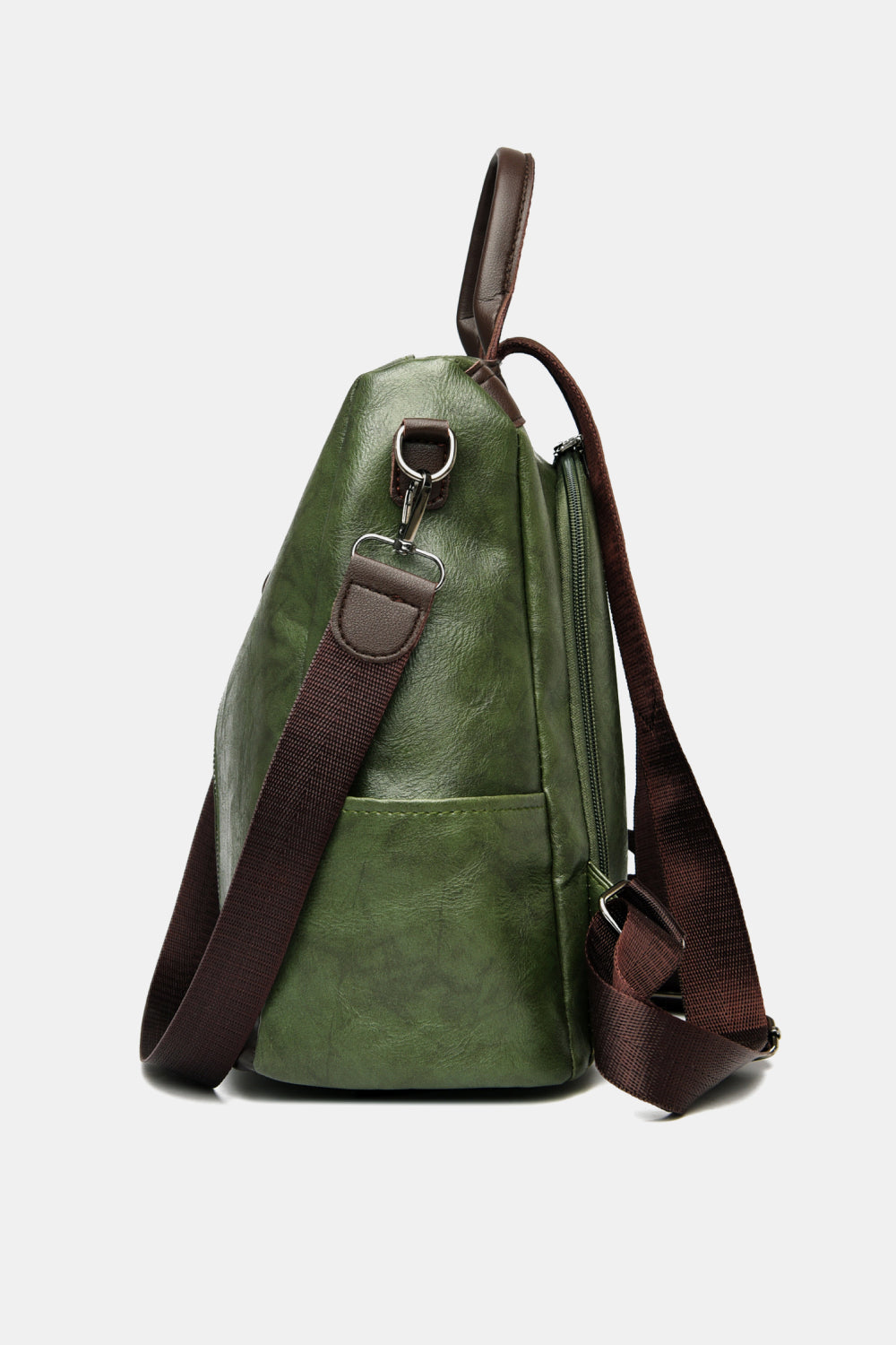 Contrast Color PU Leather Backpack