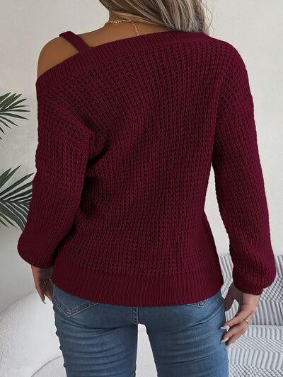 Asymmetrical Neck Long Sleeve Sweater 5 colors