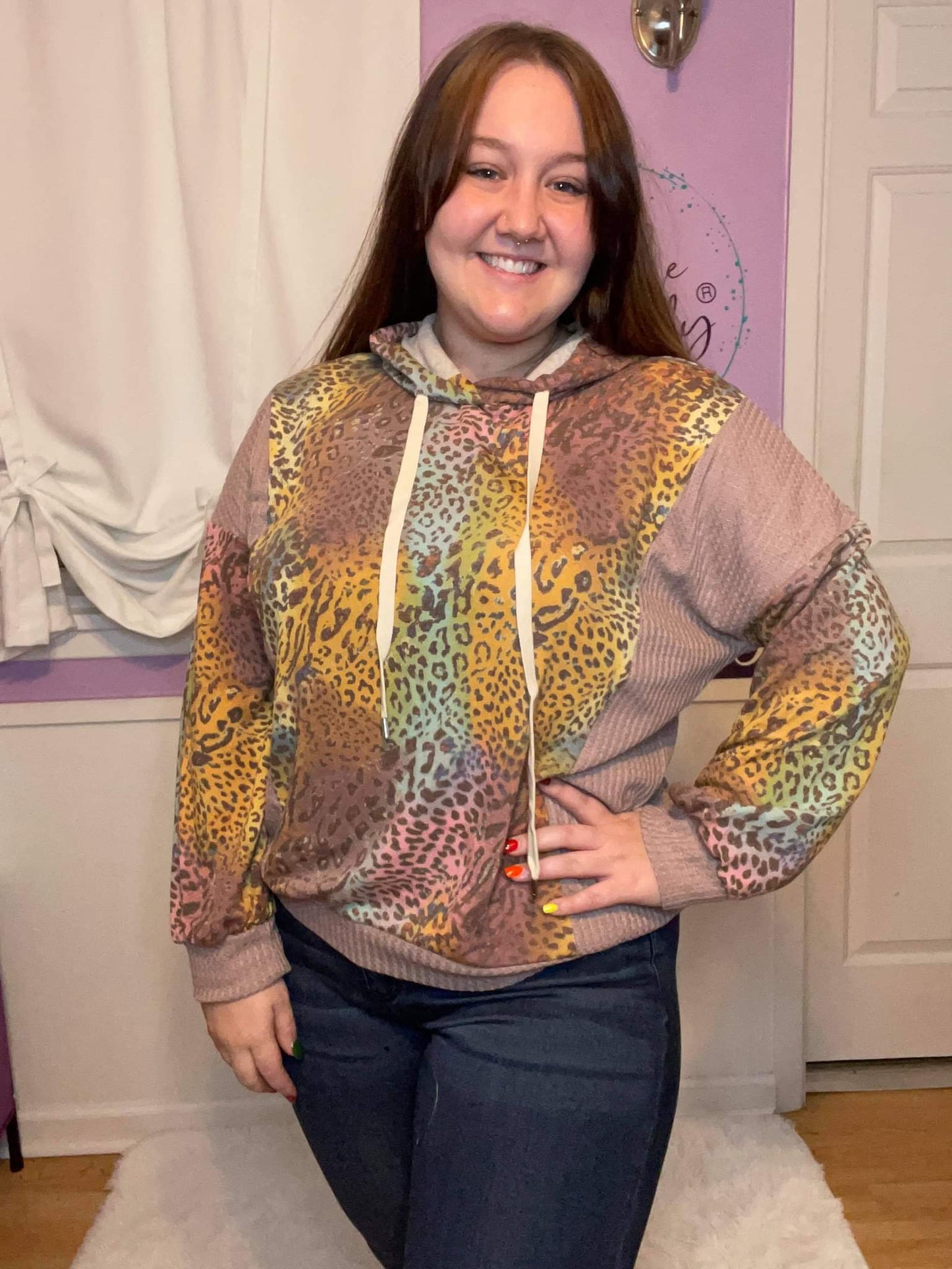 Tan Waffle Leopard Hoodie